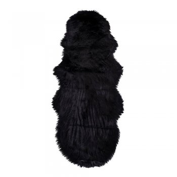 Koberec Lambskin Artificial, umělá ovčí kožešina, černý, 60×180 cm – House Nordic