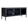 TV stolek Brisbane, 3 skleněné dveře, kov, černý, 130×40×55 cm – House Nordic