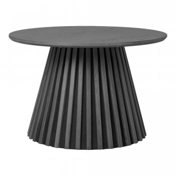 Konferenční stolek Osaka černý, kulatý, dubová dýha, Ø70×45 cm – House Nordic
