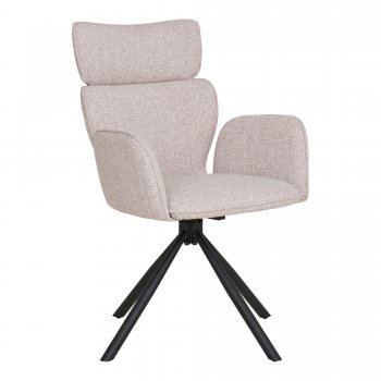 Jídelní židle Cordoba, otočná, písková bouclé, černý kov – House Nordic