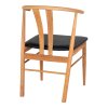 Jídelní židle Artenara, dubové dřevo, černý PU sedák, 77×60×54 cm – House Nordic