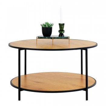 Konferenční stolek Vita, kulatý, dubový dekor, 80×80×45 cm – House Nordic