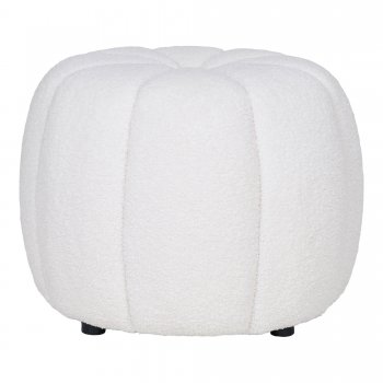 Taburet Paisley, kulatý, bouclé, off-white, ø48×38 cm – House Nordic