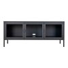TV stolek Brisbane, 3 skleněné dveře, kov, černý, 130×40×55 cm – House Nordic