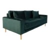 Pohovka Lido, 2,5místná, samet, zelená, 180×93×76 cm – House Nordic