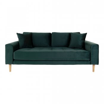 Pohovka Lido, 2,5místná, samet, zelená, 180×93×76 cm – House Nordic