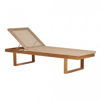 Zahradní lehátko Derby, teak/polyratan, přírodní, 190×65×38 cm – House Nordic