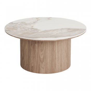 Athens konferenční stolek, bílá / tmavě hnědá, Ø80 × 40 cm – House Nordic