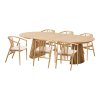 Jídelní set Osaka a Agustin, kulatý stůl + 6 židlí, dub/přírodní, Ø120 cm – House Nordic