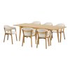 Jídelní set Darwin & Dunkirk, rozkládací stůl 59,5‑180×90×75/80 cm + 6 židlí, přírodní / béžová – House Nordic