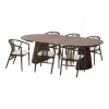 Jídelní set Osaka a Agustin, kulatý stůl + 6 židlí, kouřový dub/přírodní, Ø120 cm – House Nordic