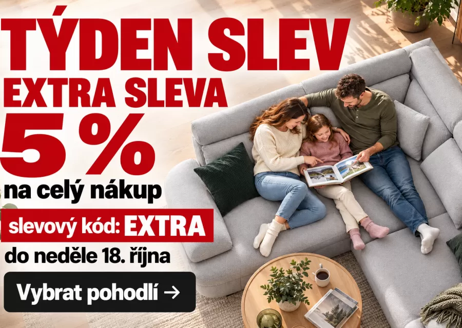 Týden slev: EXTRA 5 % na celý nákup do 18. října